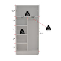 Armoire de penderie moderne blanche à 5 niveaux avec 2 portes de 80 cm