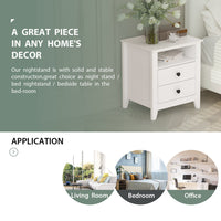 End Table Side Table with 2 Drawers & Shelf Bedside Table Nightstand with Wooden Legs