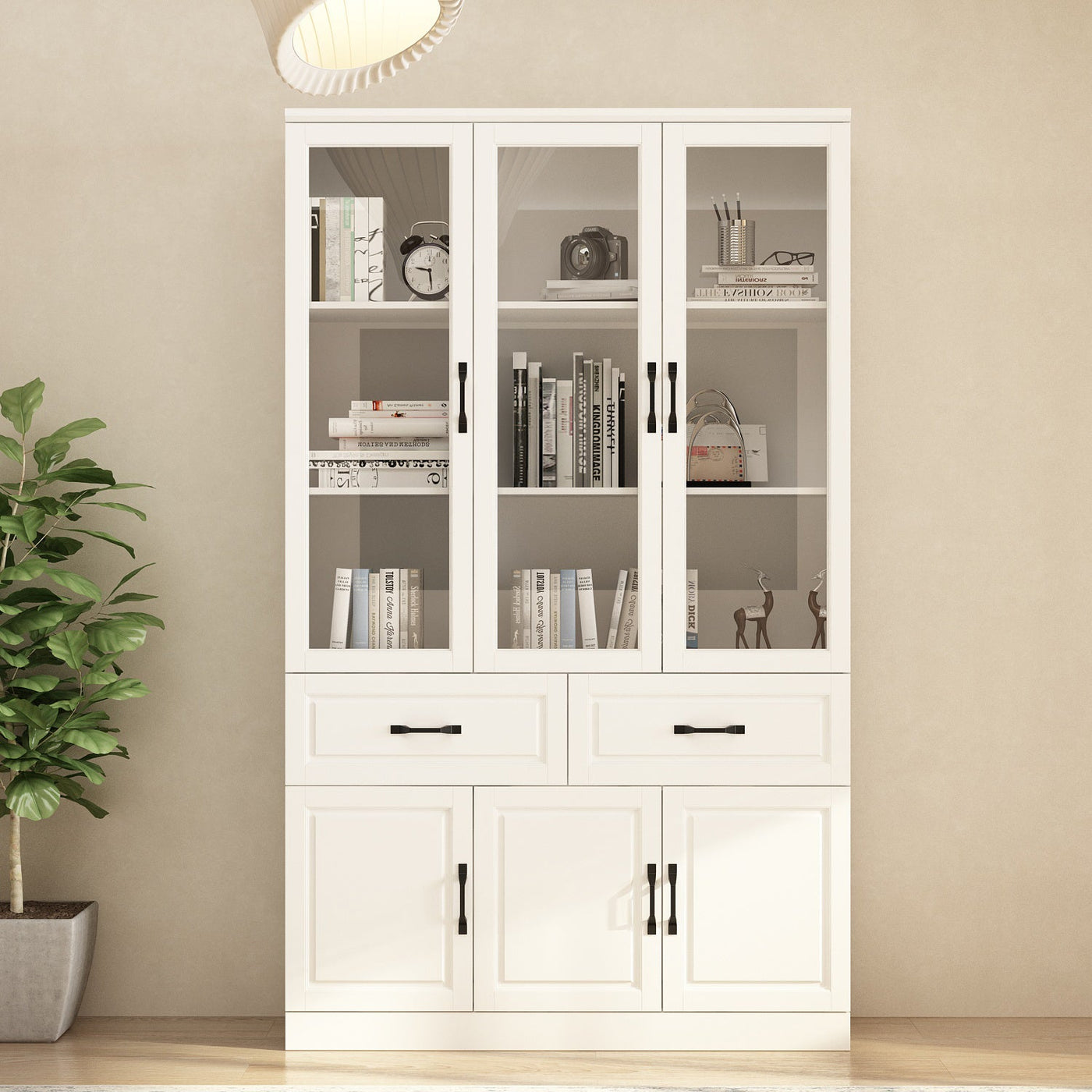 120 cm Classic White Display Cabinet Corner Shelf Storage Organizer Bookshelf in Combination