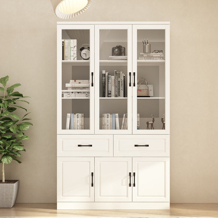 120 cm Classic White Display Cabinet Corner Shelf Storage Organizer Bookshelf in Combination