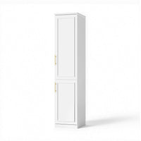 40 cm Modern White Compact Wardrobe with Dual Doors, Golden Handles and Multiple Storage Sections