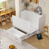 Lit escamotable blanc moderne et minimaliste de 157 cm avec prises électriques