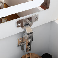 Coiffeuse moderne blanche de 47,5 cm avec lumières et miroir rabattable