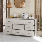 Commode moderne blanche/grise de 180 cm avec 9 tiroirs