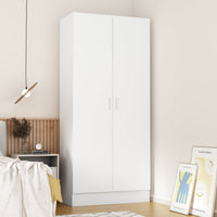 Armoire de penderie moderne blanche à 5 niveaux avec 2 portes de 80 cm