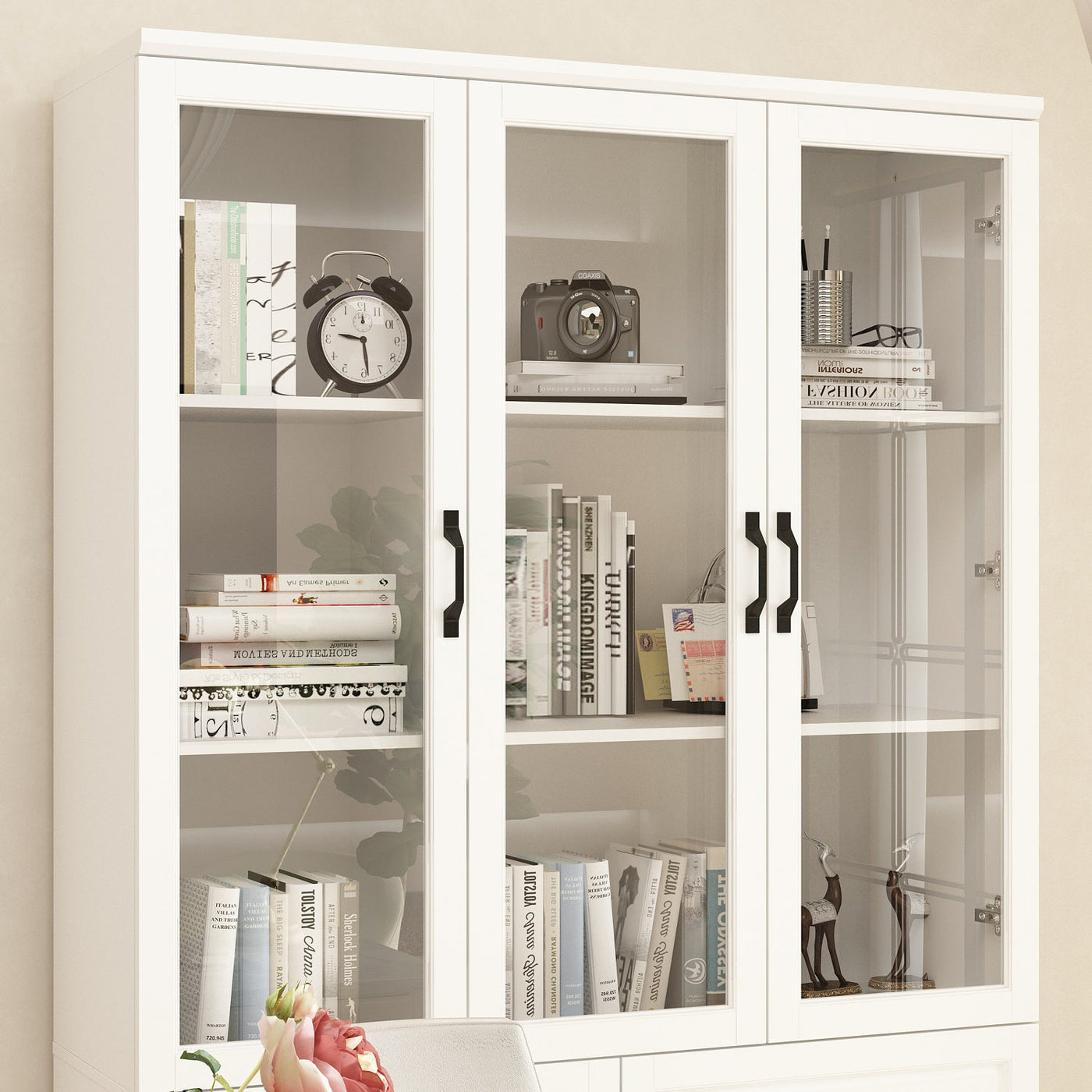 120 cm Classic White Display Cabinet Corner Shelf Storage Organizer Bookshelf in Combination