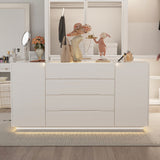 Commode rectangulaire moderne blanche 16 tiroirs, 160 cm