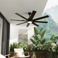 80 cm Modern Dark Brown Ceiling Fan with Dual-Tone Blades and 3-Color LED Light