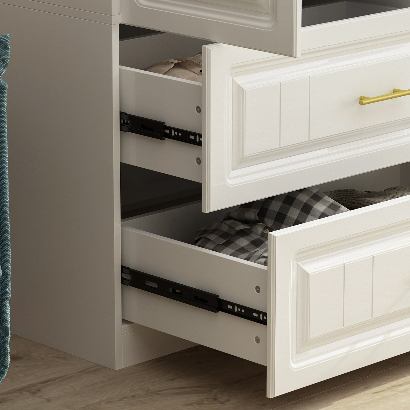 Wardrobe Heavy Duty Clothes Closet Storage Cabinet Armoire with Metal Handles for Small Living