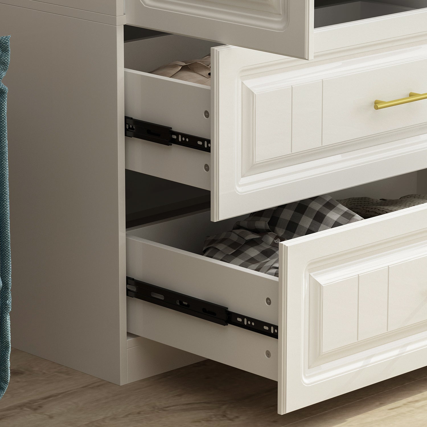 Wardrobe Heavy Duty Clothes Closet Storage Cabinet Armoire with Metal Handles for Small Living