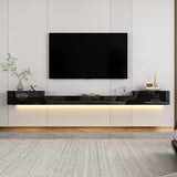 280 cm Modern Minimalist Black TV Stand Floating High Gloss TV Stand With LED Light