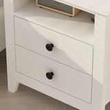 End Table Side Table with 2 Drawers & Shelf Bedside Table Nightstand with Wooden Legs