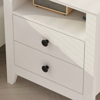 End Table Side Table with 2 Drawers & Shelf Bedside Table Nightstand with Wooden Legs