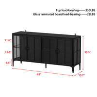 Black cabinet with dimensions labeled on a white background