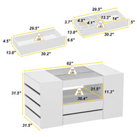 157 cm Modern White 14-Drawer Chest with Tempered Glass Top