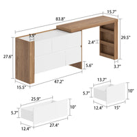 Meuble-lavabo moderne en L de 100 cm avec commode à 4 tiroirs