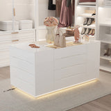 Commode rectangulaire moderne blanche 16 tiroirs, 160 cm