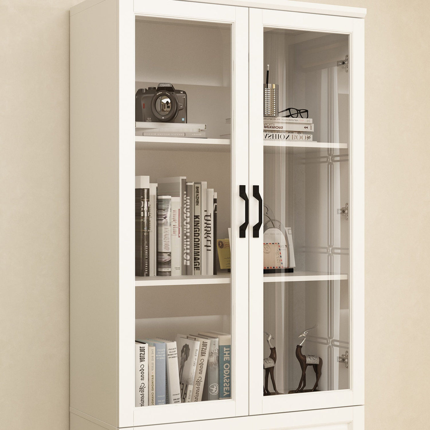 80 cm Classic White Display Cabinet Corner Shelf Storage Organizer Bookshelf in Combination