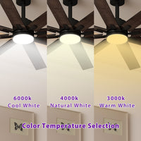 80 cm Modern Dark Brown Ceiling Fan with Dual-Tone Blades and 3-Color LED Light