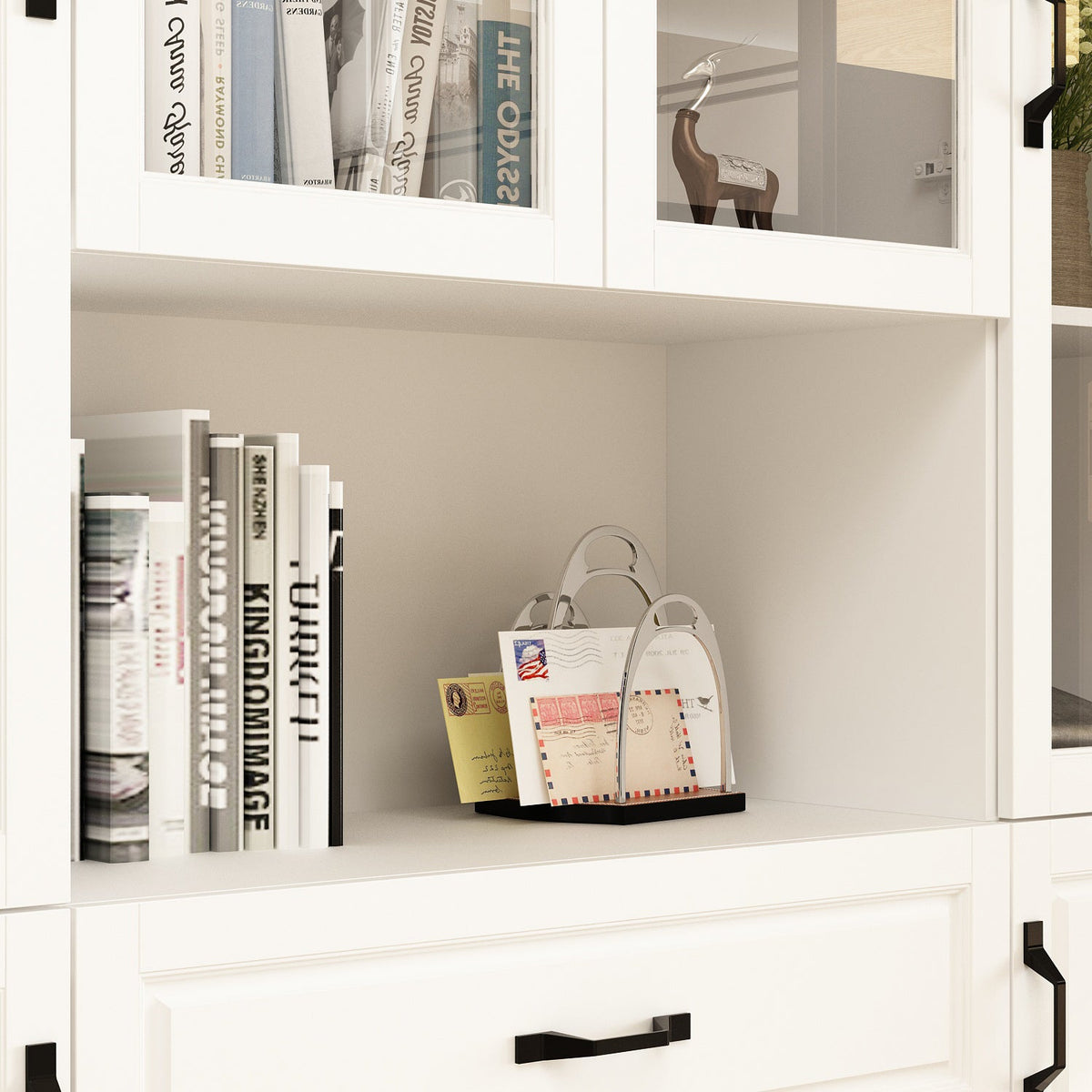 160 cm Classic White Large Display Cabinet Corner Shelf Storage Organizer Bookshelf in Combination