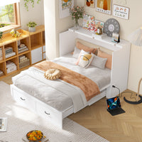 Lit escamotable blanc moderne et minimaliste de 157 cm avec prises électriques