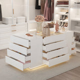 Commode rectangulaire moderne blanche 16 tiroirs, 160 cm