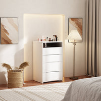 Coiffeuse moderne blanche de 47,5 cm avec lumières et miroir rabattable