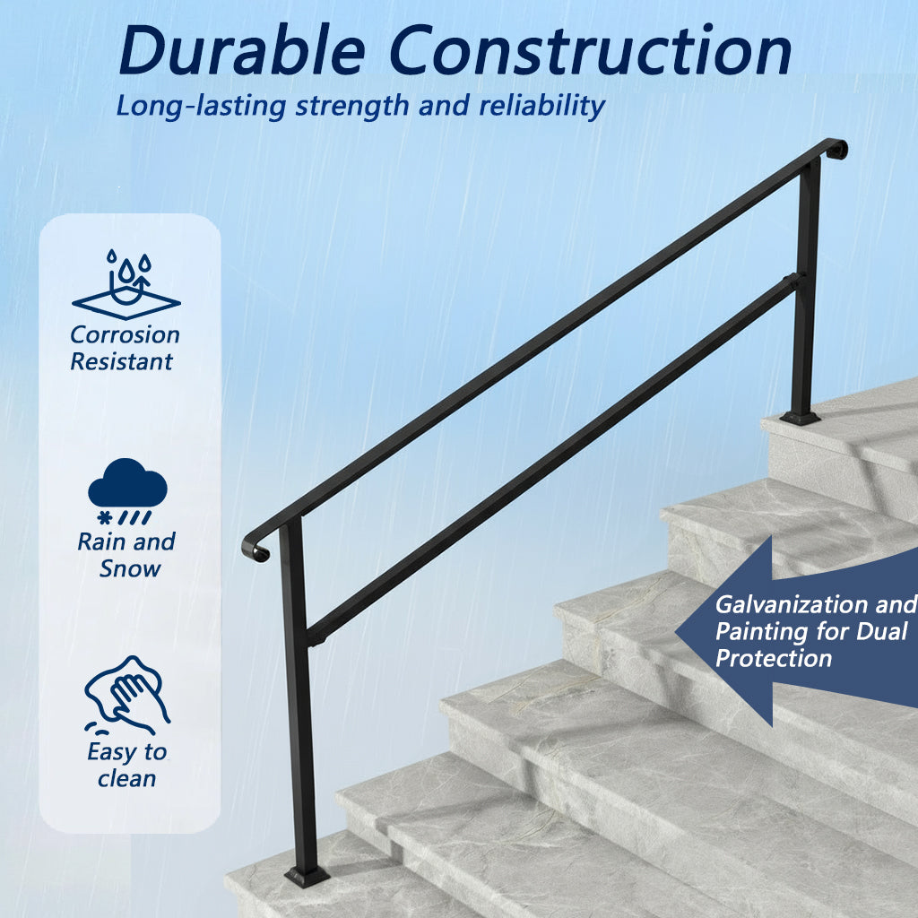 Main courante d'escalier moderne noire mate de 82,3 pouces avec angle réglable