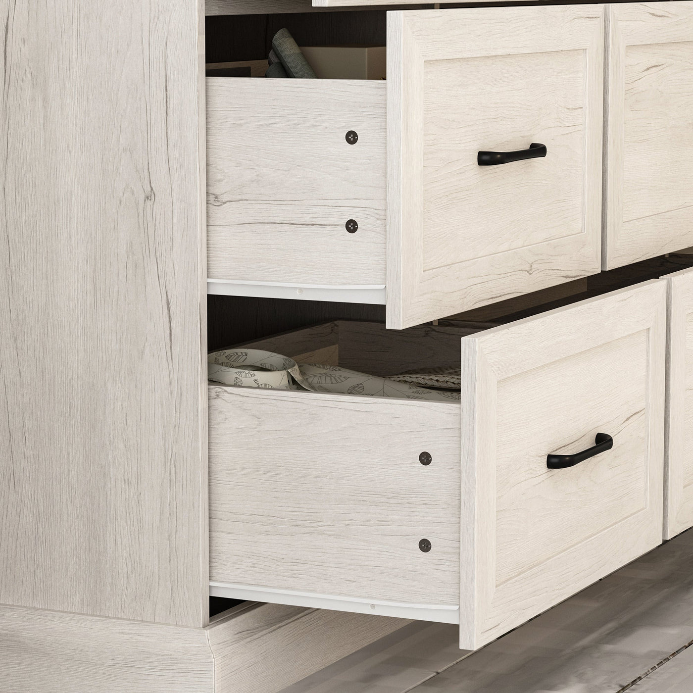180 cm Modern White/Gray Dresser with 9 Drawers
