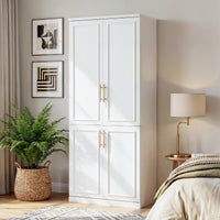 81 cm Modern White 4-Door Armoire
