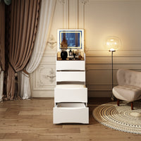 Coiffeuse moderne blanche de 47,5 cm avec lumières et miroir rabattable