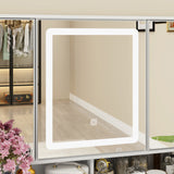 Coiffeuse moderne et minimaliste blanche de 110 cm avec tiroirs et lampe