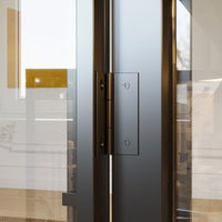 160 cm Modern Brown Sideboard Buffet Cabinet with 4 Doors and Gold Accents