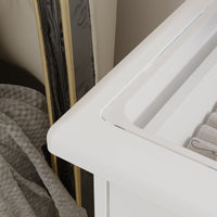 Table de toilette moderne blanche de 39,4 pouces, coiffeuse avec grand miroir coulissant éclairé et 5 tiroirs, étagères cachées