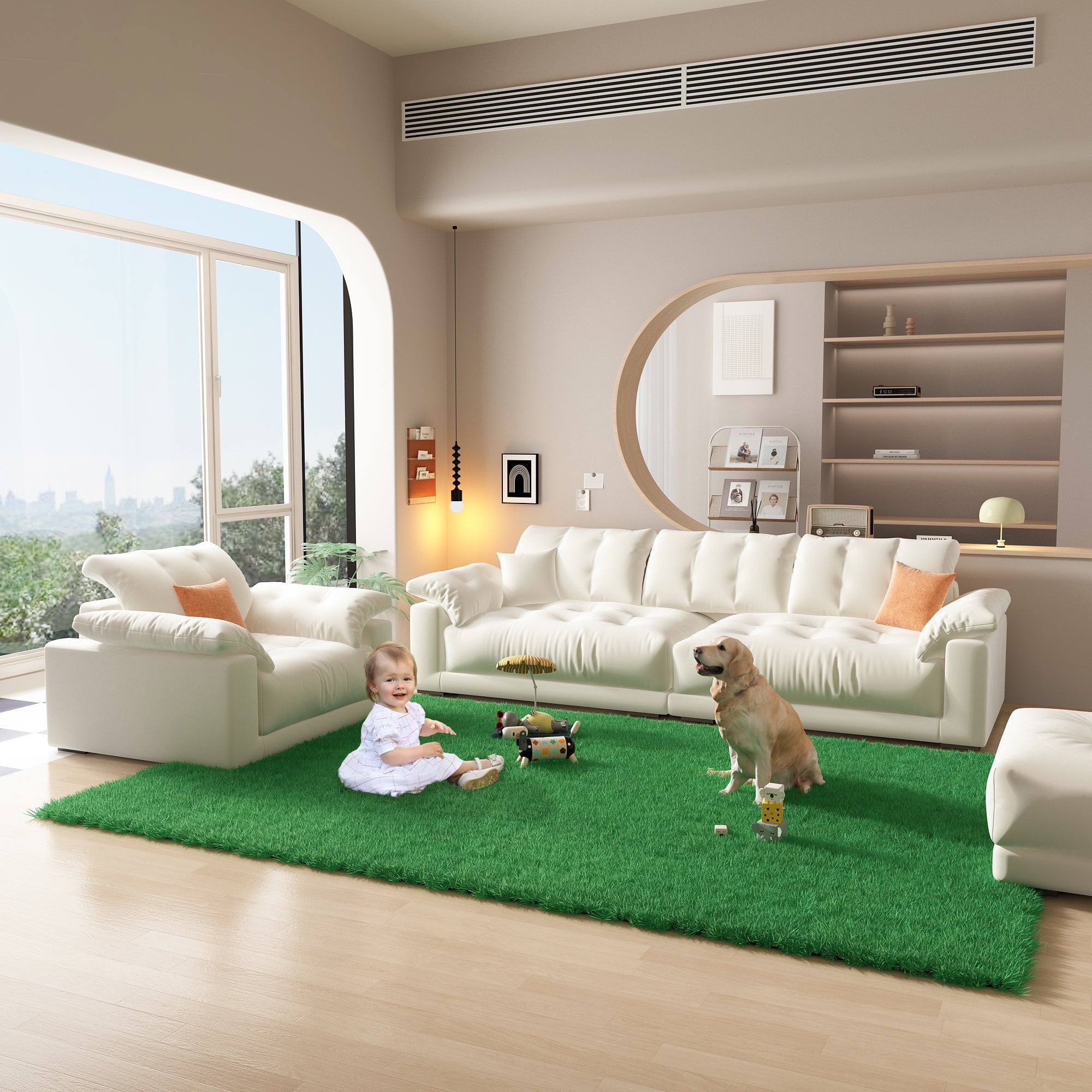 300 cm Natural Green Artificial Grass Turf Panels