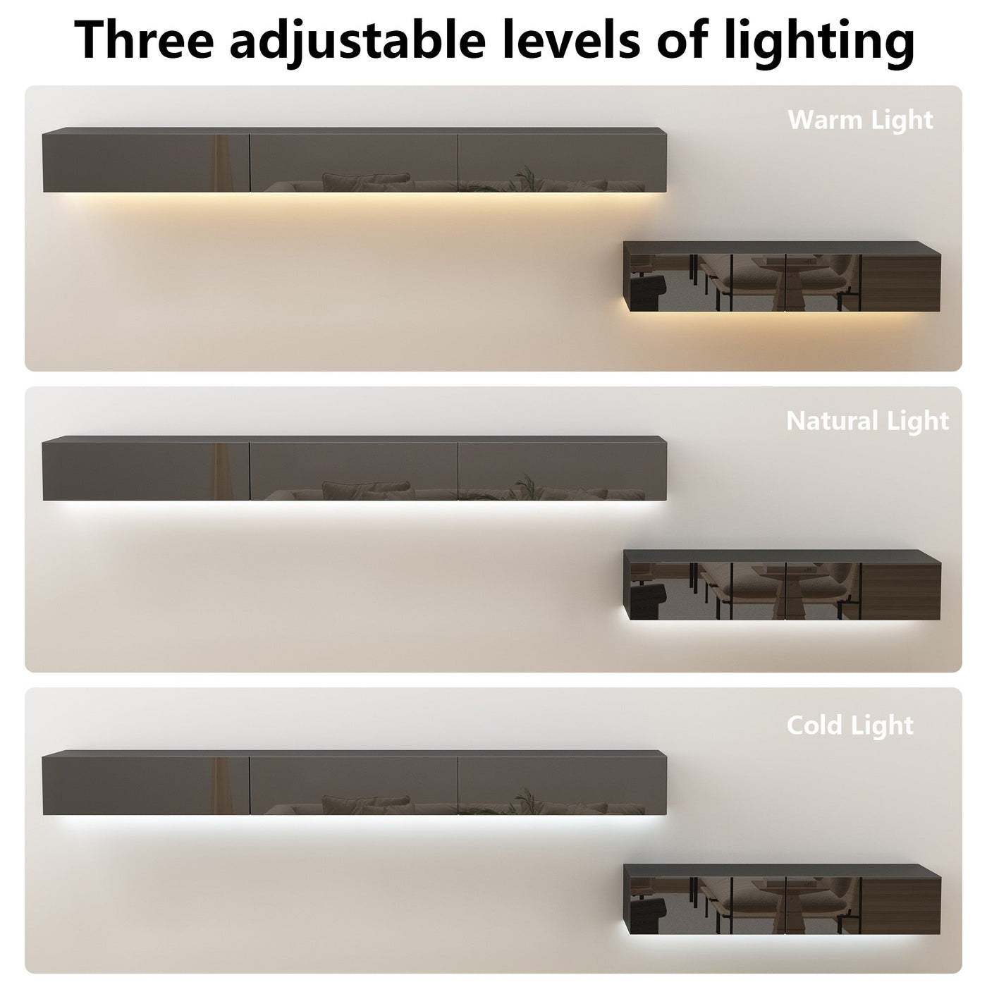 240 cm Modern Minimalist Black TV Stand Wall-Mounted And Freely Arranged TV Stand With LED
