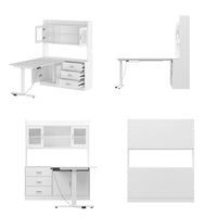 Bureau d'ordinateur élévateur blanc moderne de 174 cm avec bibliothèque