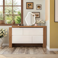 Meuble-lavabo moderne en L de 100 cm avec commode à 4 tiroirs