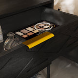 80 cm Modern Black 3-Drawer Nightstand with Metal Legs