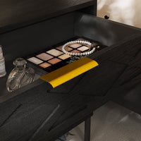 80 cm Modern Black 3-Drawer Nightstand with Metal Legs