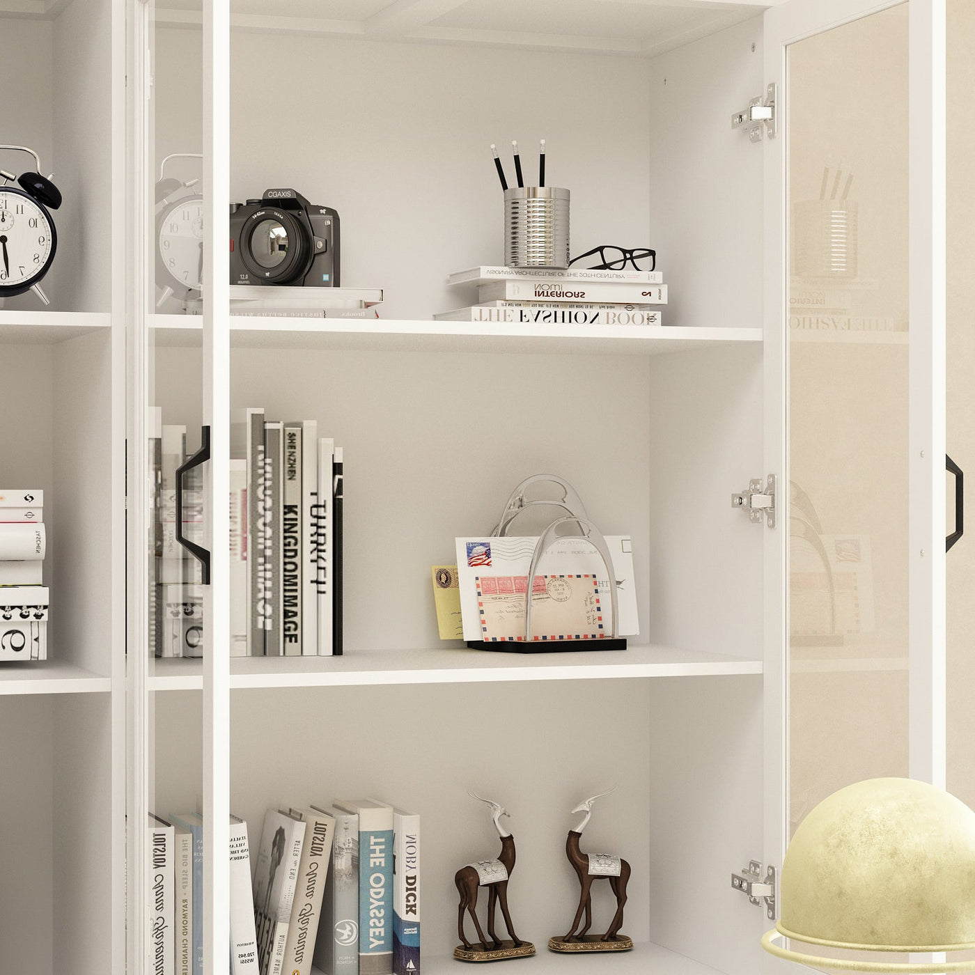 120 cm Classic White Display Cabinet Corner Shelf Storage Organizer Bookshelf in Combination