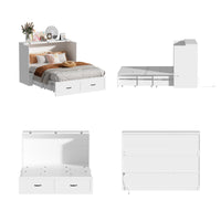 Lit escamotable blanc moderne et minimaliste de 157 cm avec prises électriques