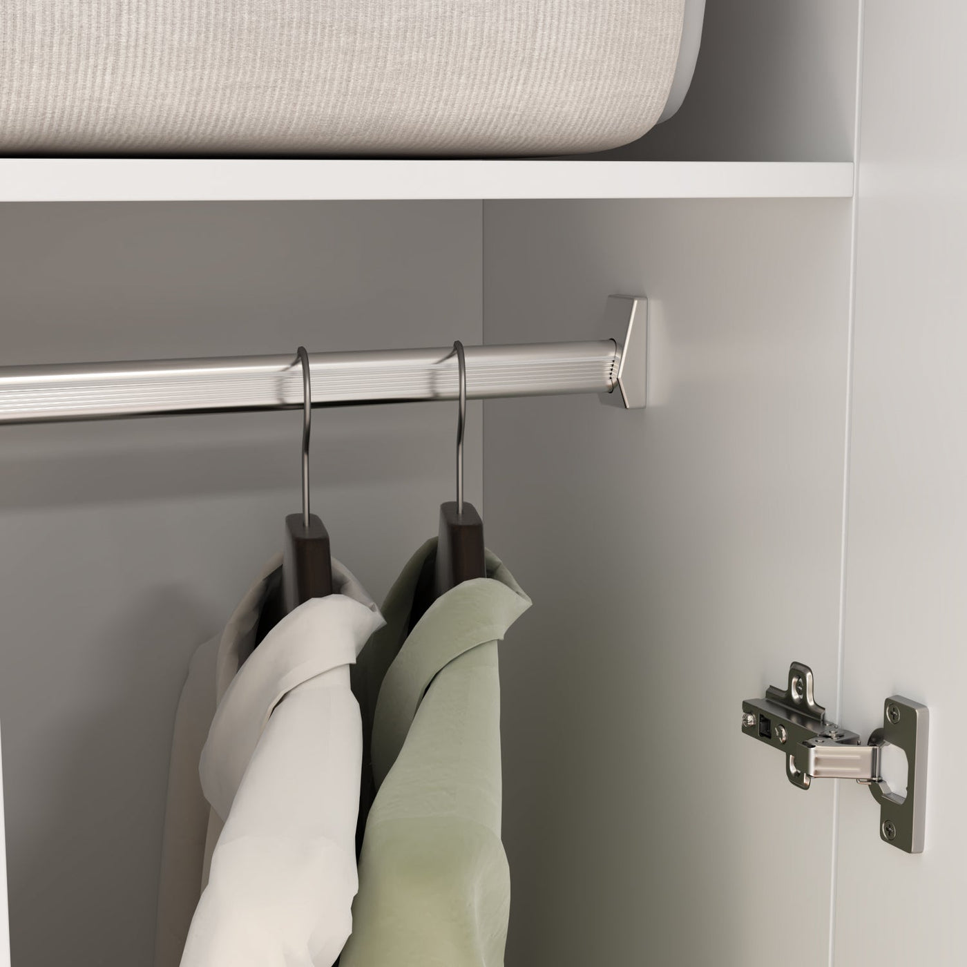 Armoire de penderie moderne blanche à 5 niveaux avec 2 portes de 80 cm