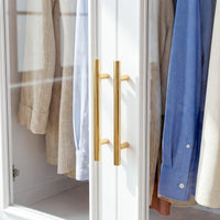 81 cm Modern White Glass Door Armoire with Hanging Rod and 3 Drawers