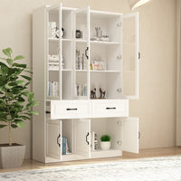 120 cm Classic White Display Cabinet Corner Shelf Storage Organizer Bookshelf in Combination