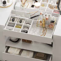 157 cm Modern White 14-Drawer Chest with Tempered Glass Top