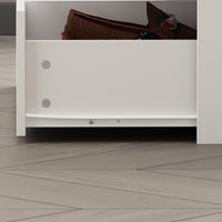 157 cm Modern White 14-Drawer Chest with Tempered Glass Top