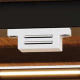 Îlot de cuisine moderne élégant noir 197 cm avec porte vitrée 3 tiroirs lumineux double face