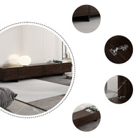 243 cm Modern Rustic Dark Brown Entertainment Center with 4 Pull-Down Doors