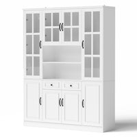 160 cm Modern White 2-Drawer Bookcase with Glass Doors
